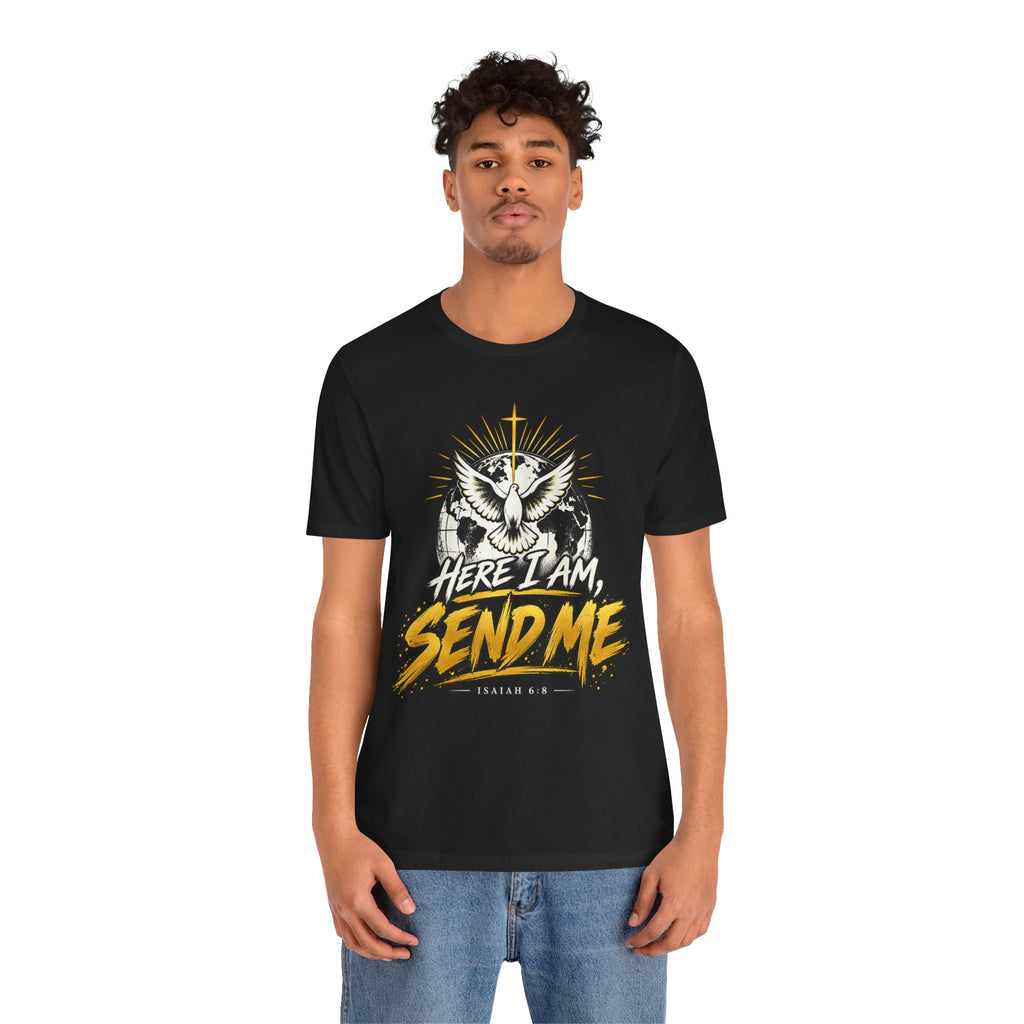 Here I Am, Send Me T-Shirt — Christian Faith Owl Graphic Tee