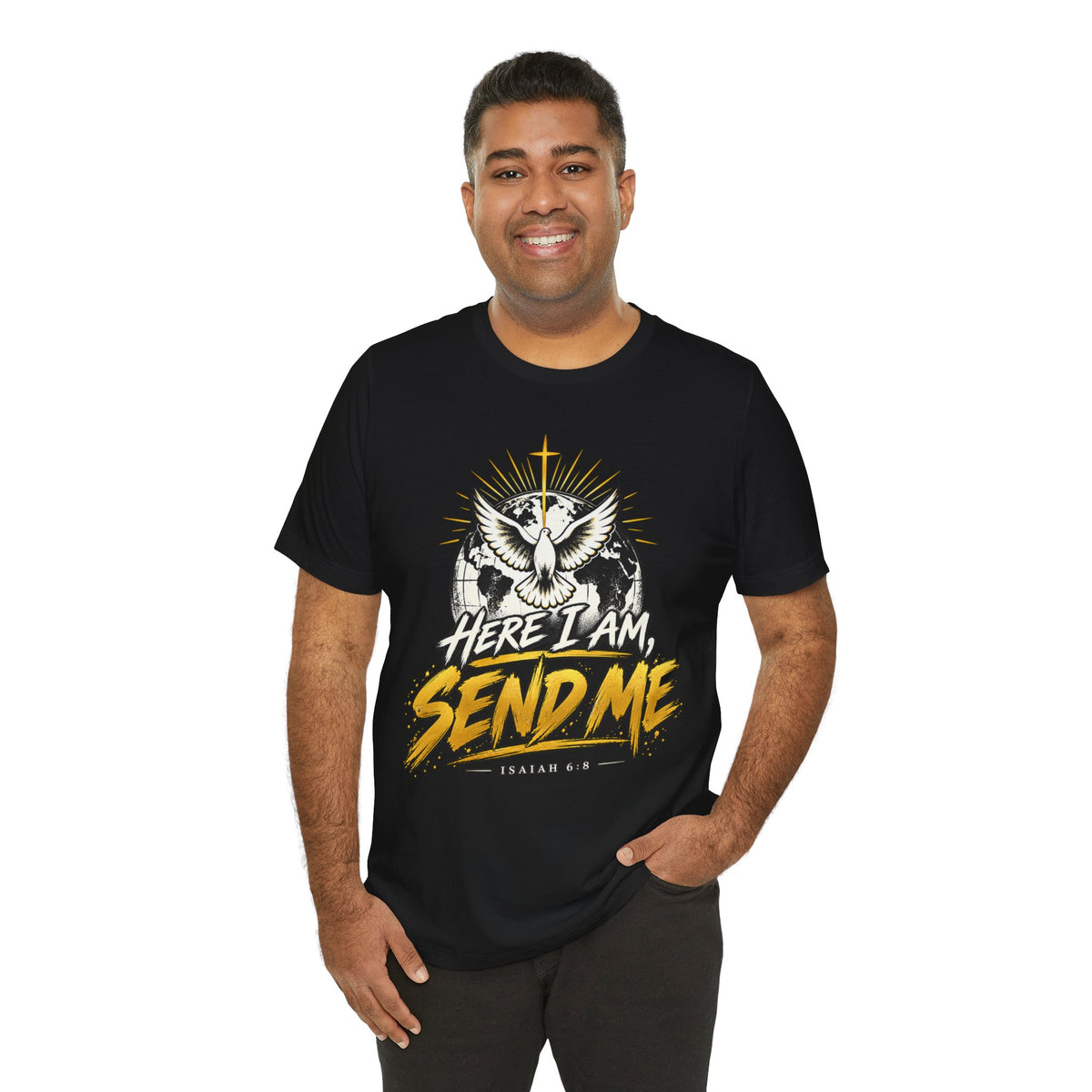 Here I Am, Send Me T-Shirt — Christian Faith Owl Graphic Tee