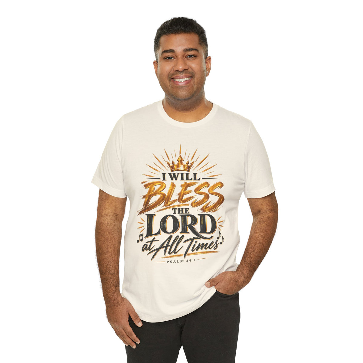 I Will Bless the Lord Tee – Christian Faith Scripture T-Shirt (Psalm 34:1)