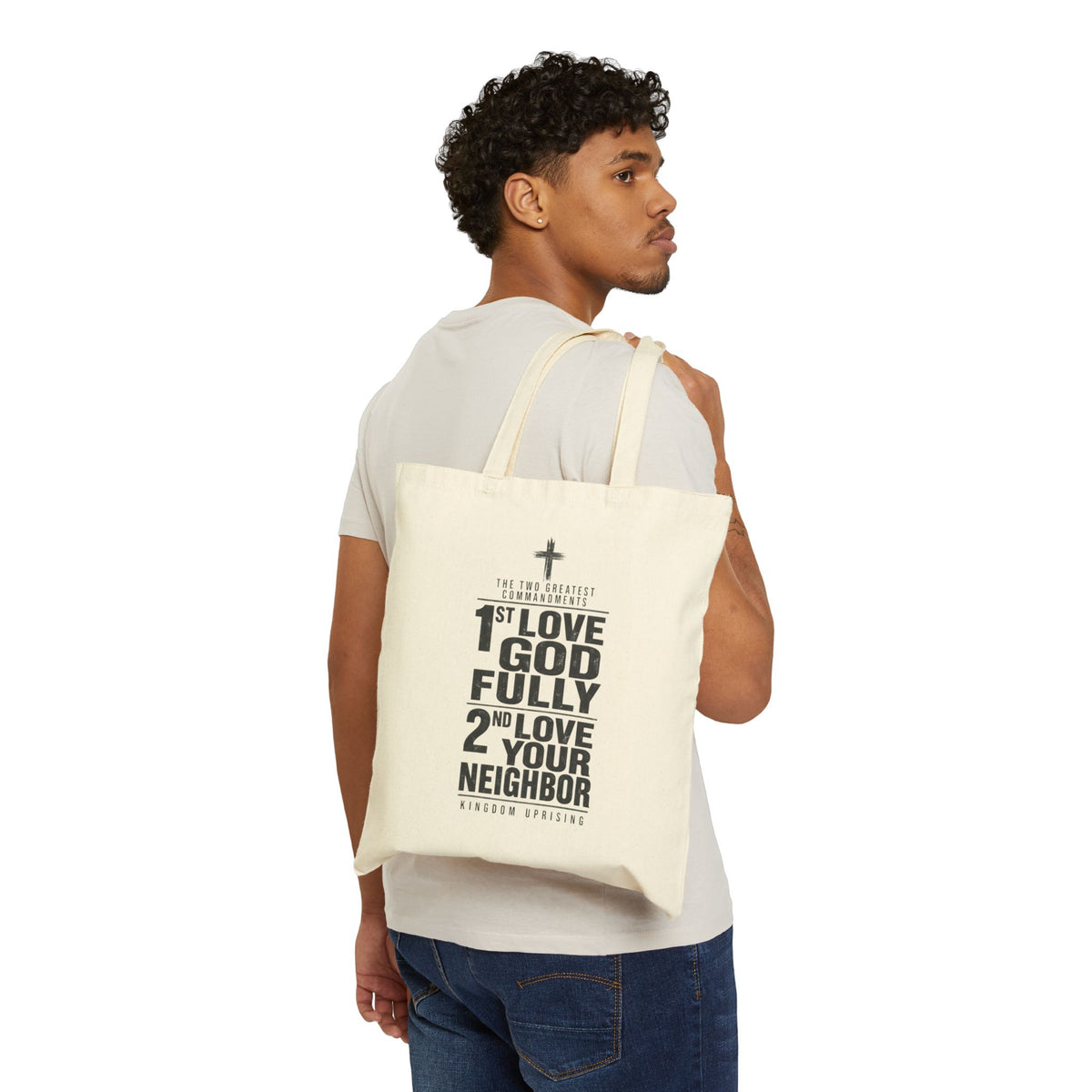 Love God Fully, Love Your Neighbor Canvas Tote | Christian Scripture Tote