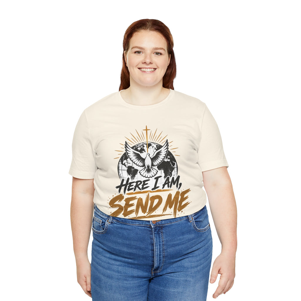 Here I Am, Send Me T-Shirt — Christian Faith Owl Graphic Tee