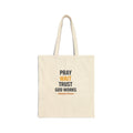 Pray Wait Trust Cotton Tote Bag — Inspirational Christian Canvas Shopper