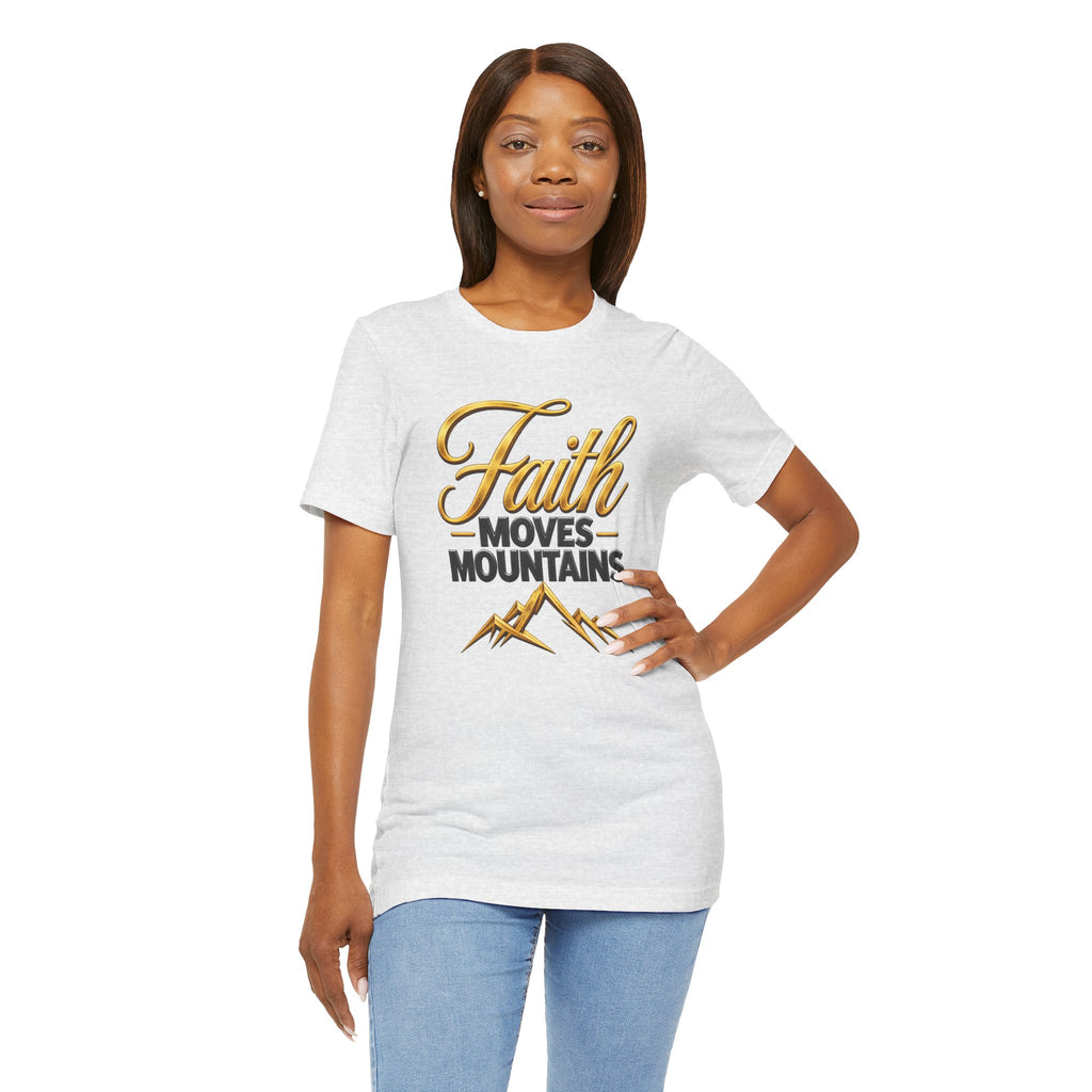 Faith Moves Mountains T-Shirt | Mountain Scripture Typography