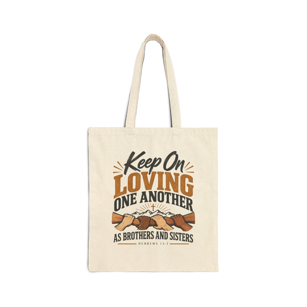 Christian Tote Bag — "Keep On Loving One Another" Canvas Grocery & Church Tote