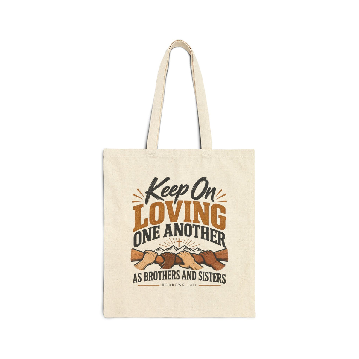 Christian Tote Bag — "Keep On Loving One Another" Canvas Grocery & Church Tote