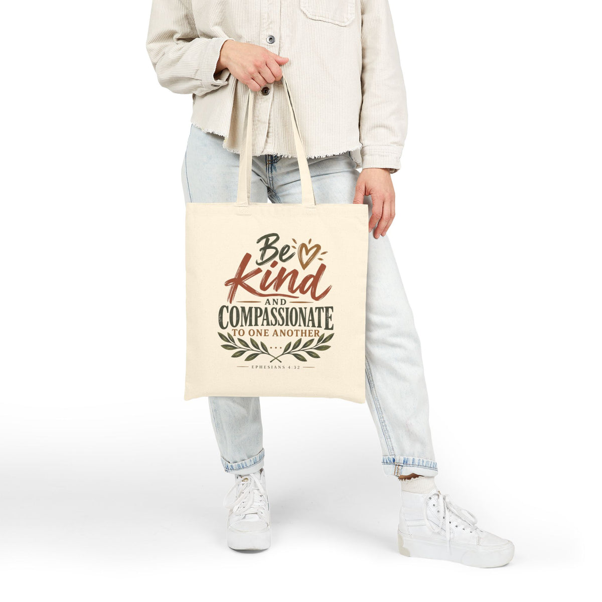 Be Kind and Compassionate Tote Bag - Inspirational Cotton Canvas Shopper