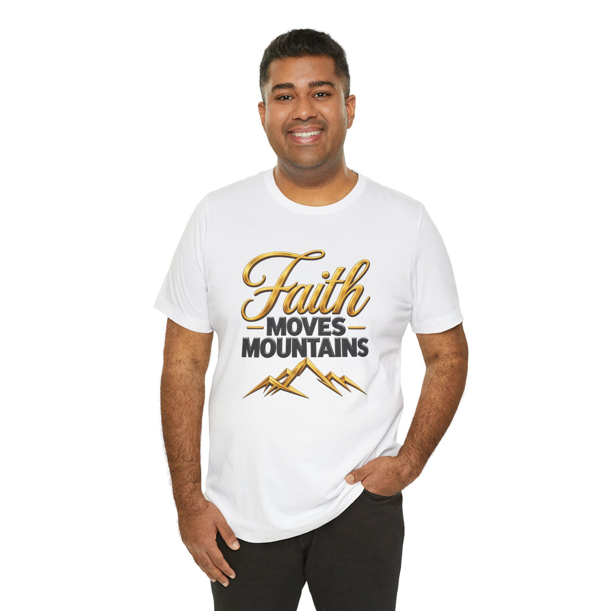 Faith Moves Mountains T-Shirt | Mountain Scripture Typography