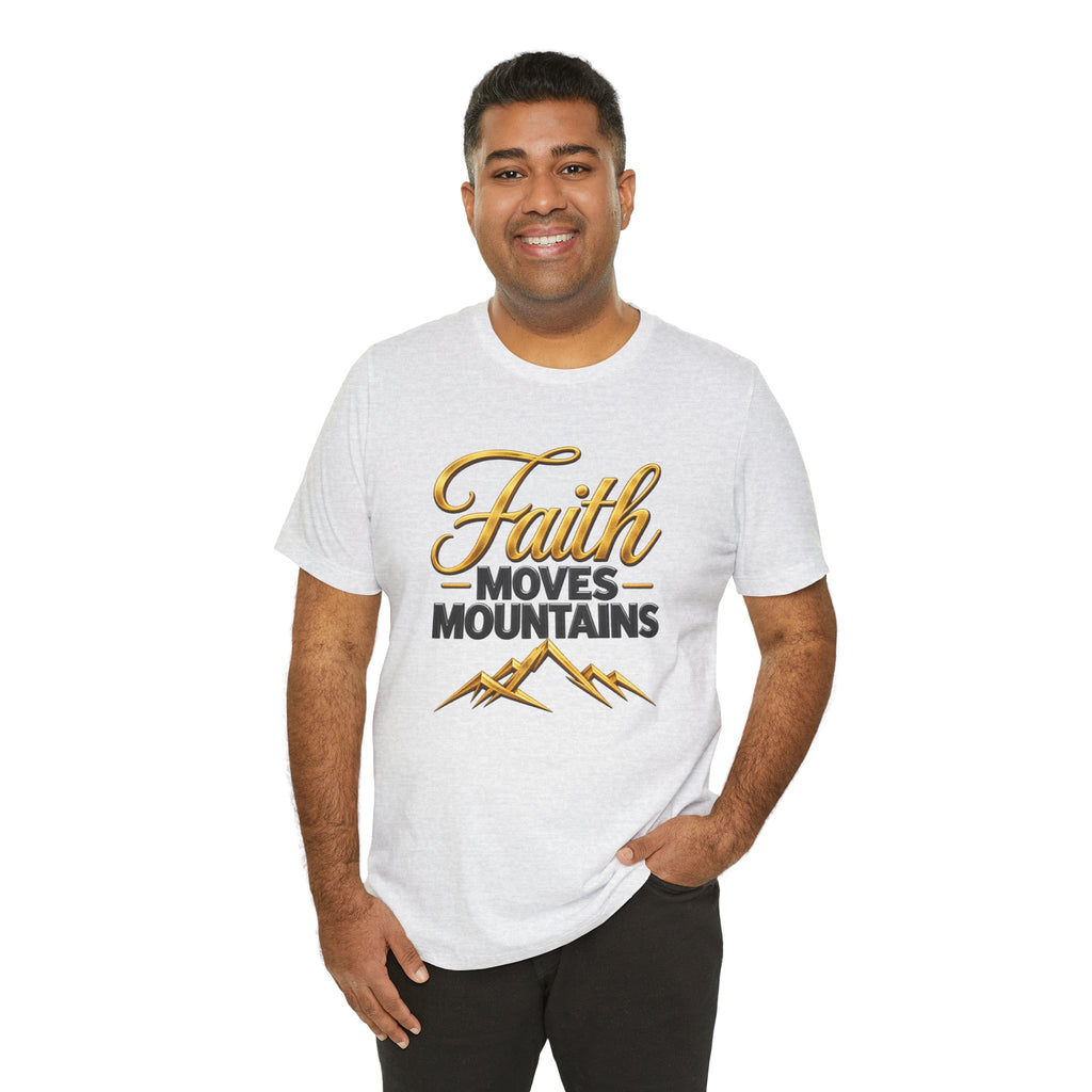 Faith Moves Mountains T-Shirt | Mountain Scripture Typography