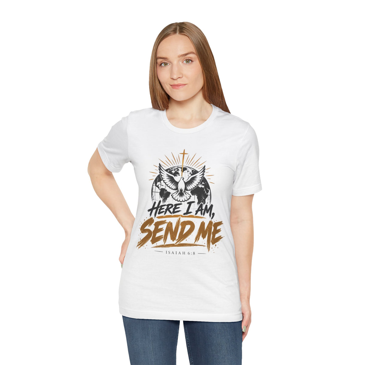 Here I Am, Send Me T-Shirt — Christian Faith Owl Graphic Tee