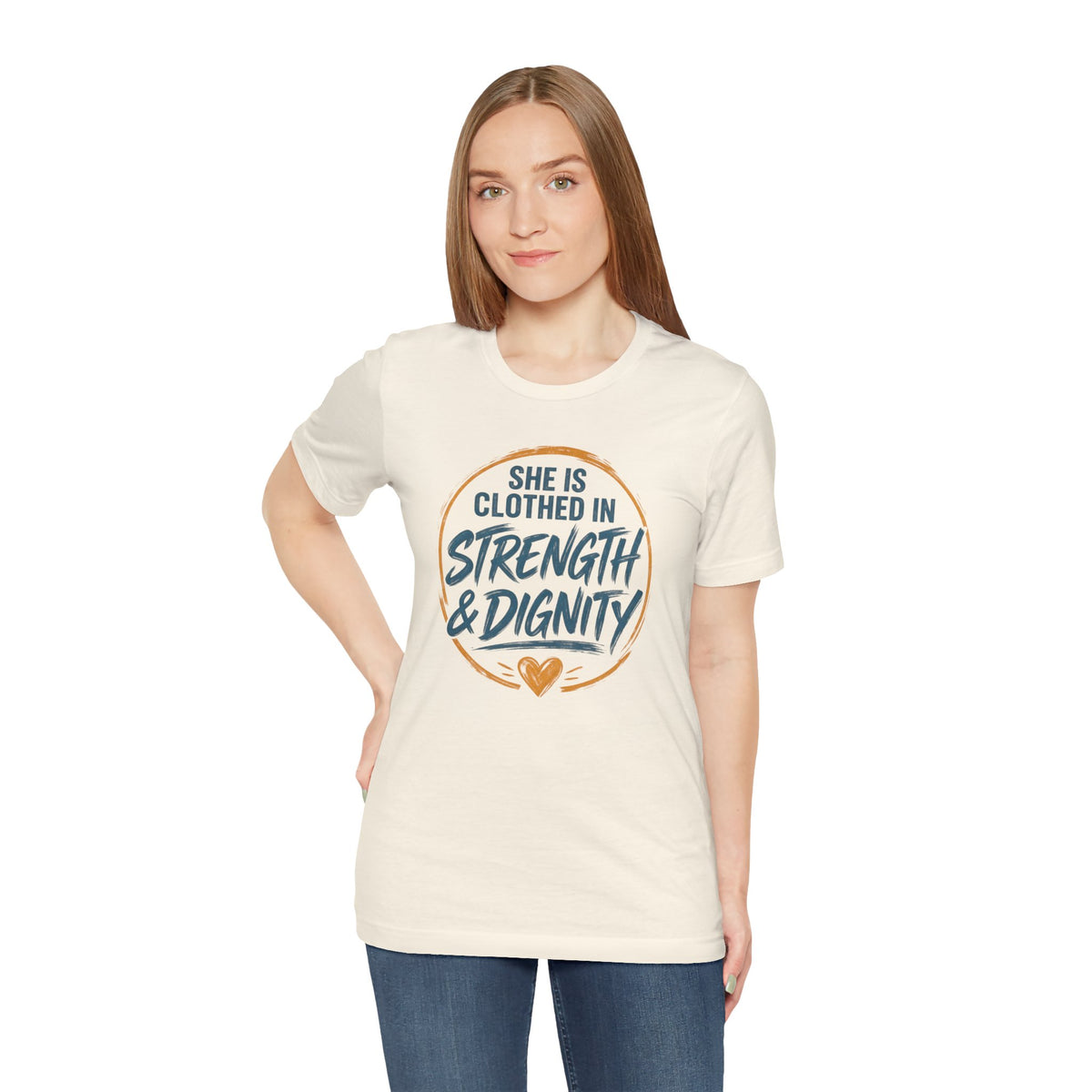 She Is Clothed in Strength & Dignity T-Shirt | Inspirational Christian Tee