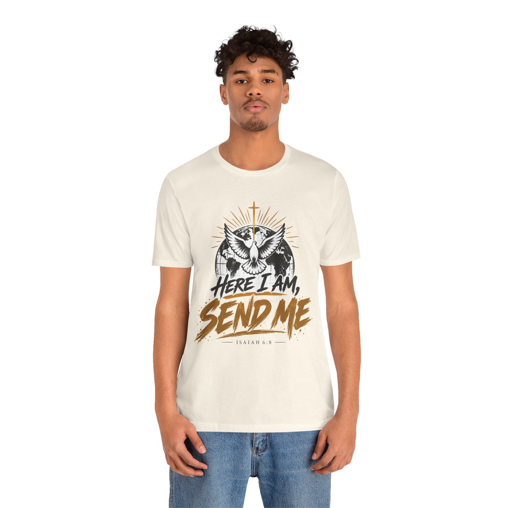 Here I Am, Send Me T-Shirt — Christian Faith Owl Graphic Tee