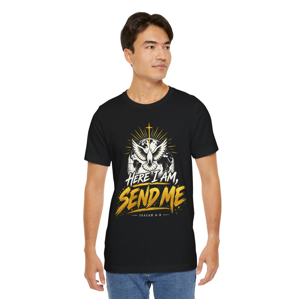 Here I Am, Send Me T-Shirt — Christian Faith Owl Graphic Tee