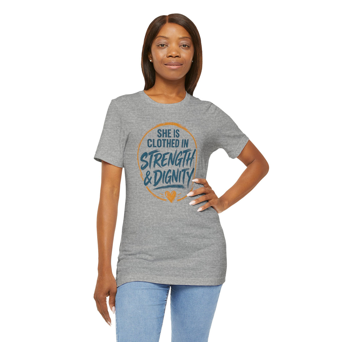 She Is Clothed in Strength & Dignity T-Shirt | Inspirational Christian Tee