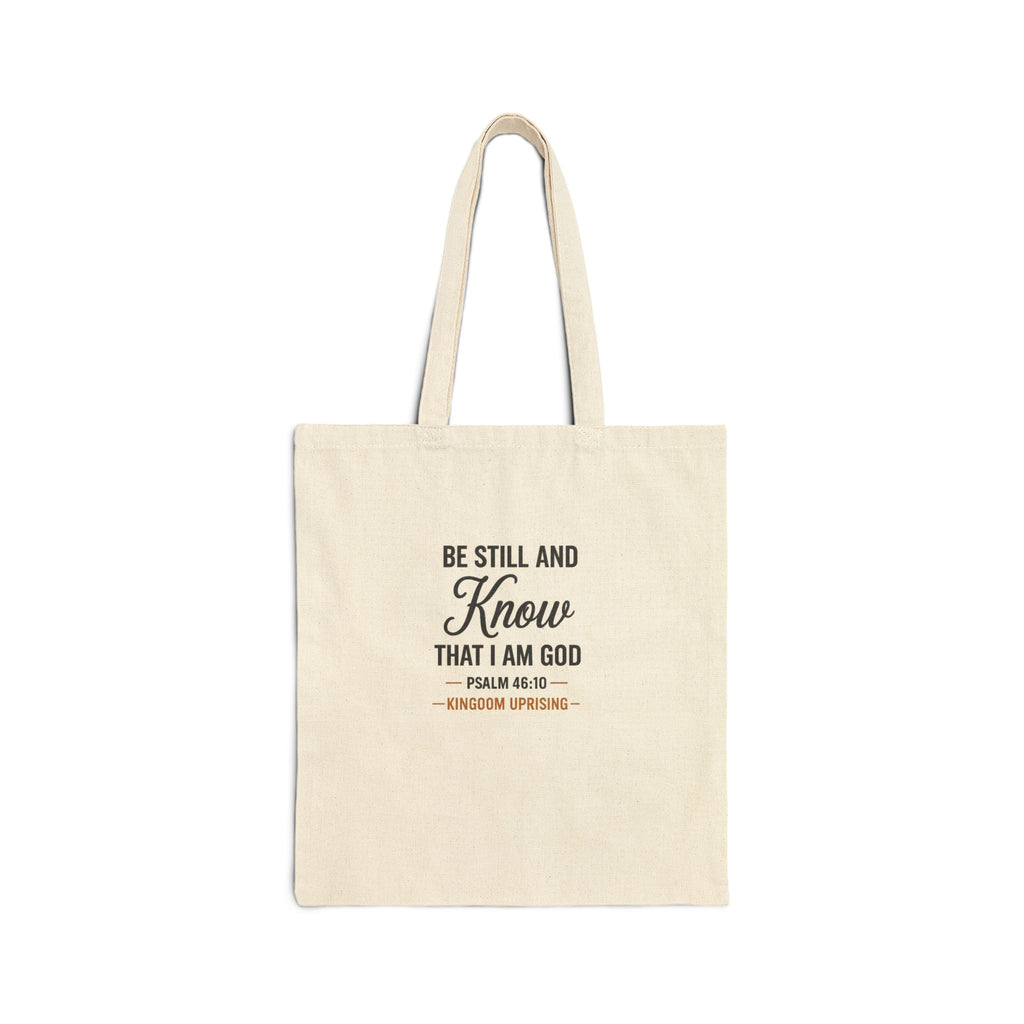 Canvas Tote Bag - "Be Still and Know" Psalm 46:10 Inspirational Christian Shopper