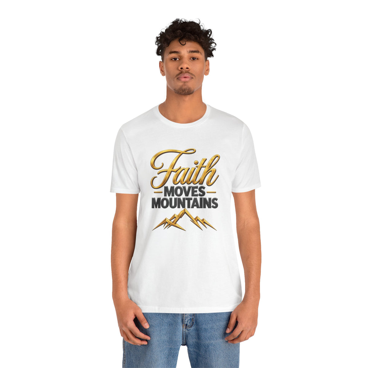 Faith Moves Mountains T-Shirt | Mountain Scripture Typography