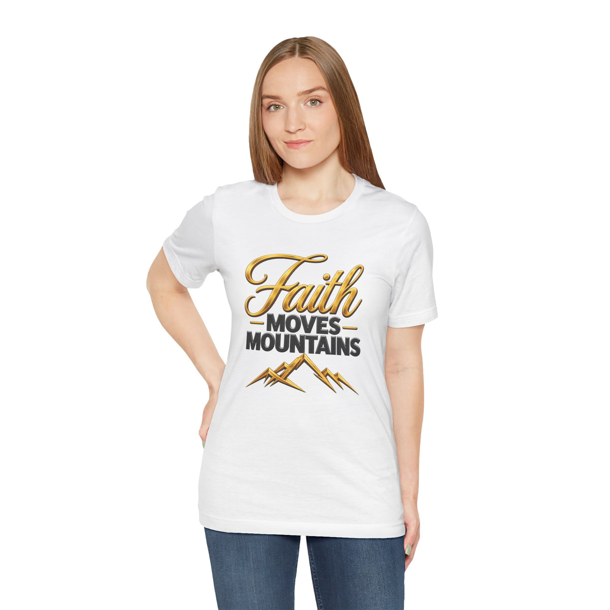 Faith Moves Mountains T-Shirt | Mountain Scripture Typography