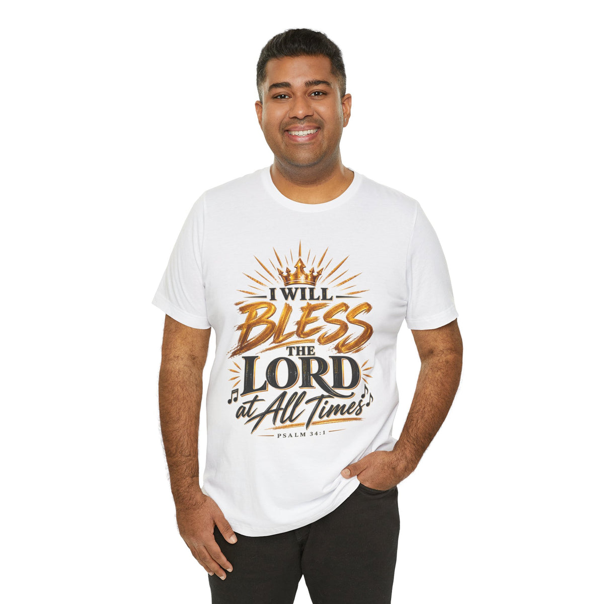 I Will Bless the Lord Tee – Christian Faith Scripture T-Shirt (Psalm 34:1)