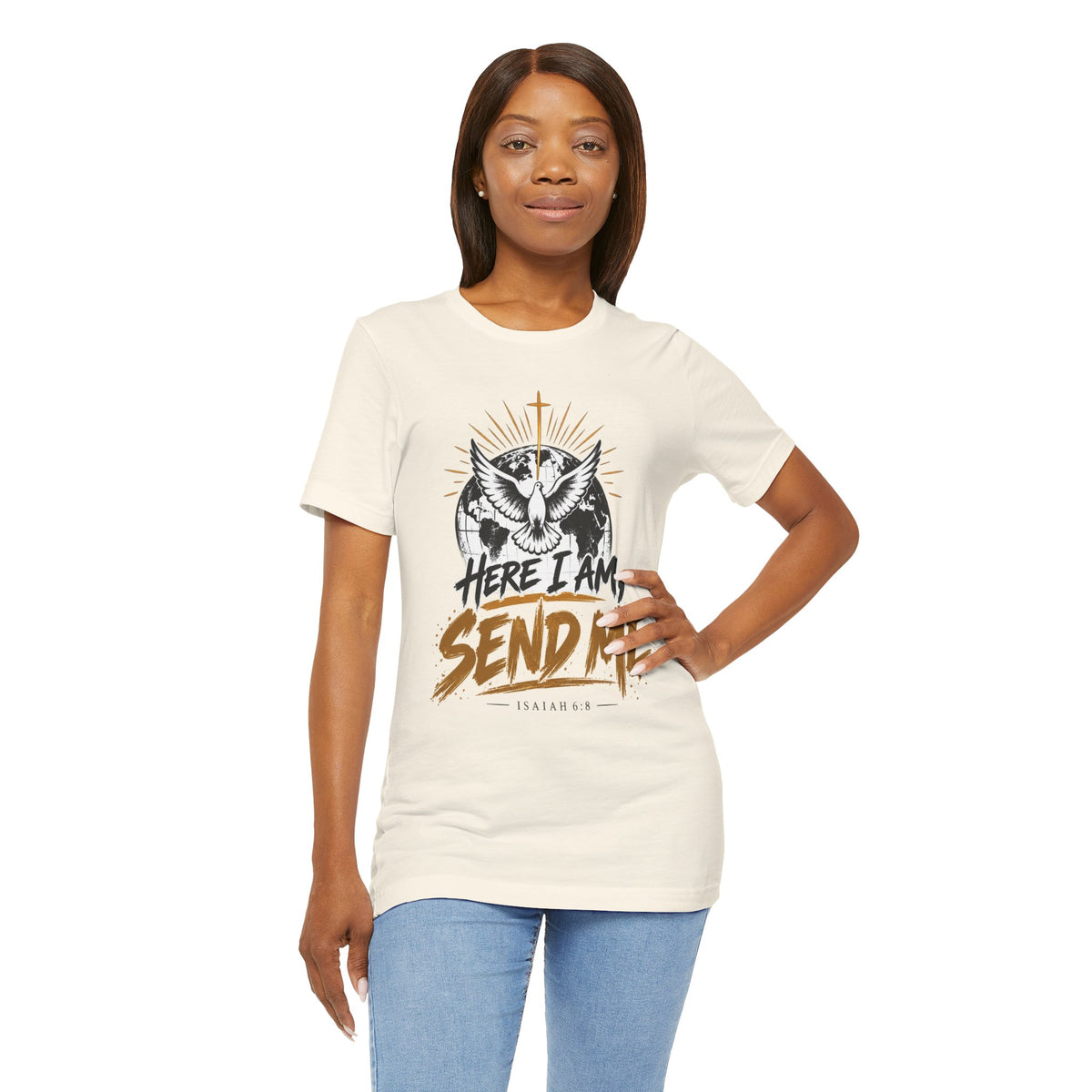 Here I Am, Send Me T-Shirt — Christian Faith Owl Graphic Tee
