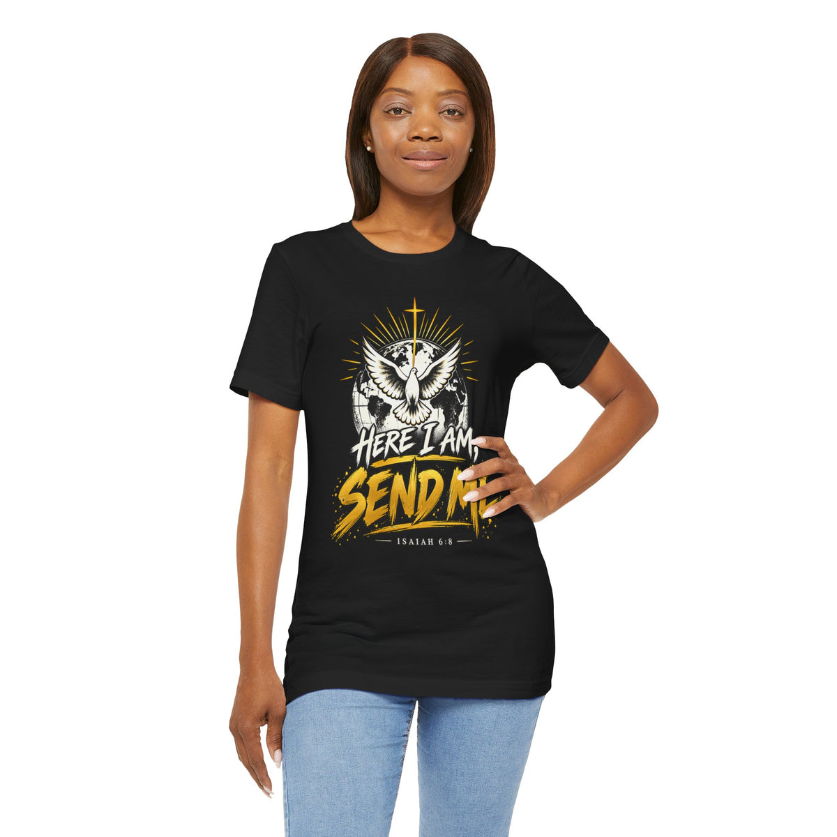 Here I Am, Send Me T-Shirt — Christian Faith Owl Graphic Tee