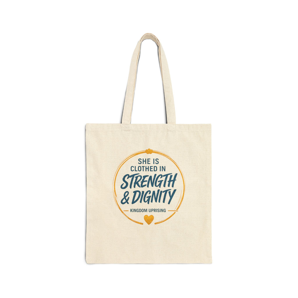 She Is Clothed in Strength & Dignity Canvas Tote