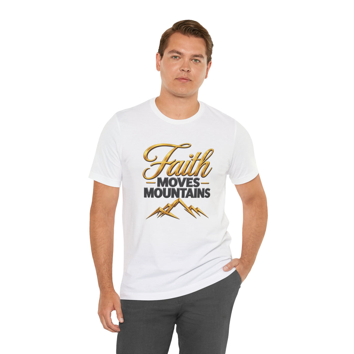 Faith Moves Mountains T-Shirt | Mountain Scripture Typography