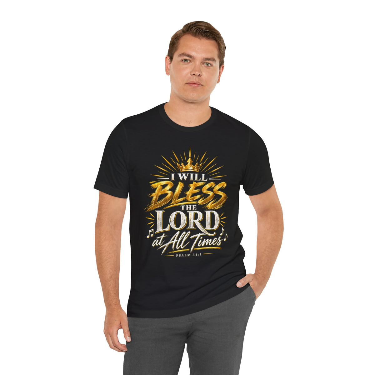 I Will Bless the Lord Tee – Christian Faith Scripture T-Shirt (Psalm 34:1)