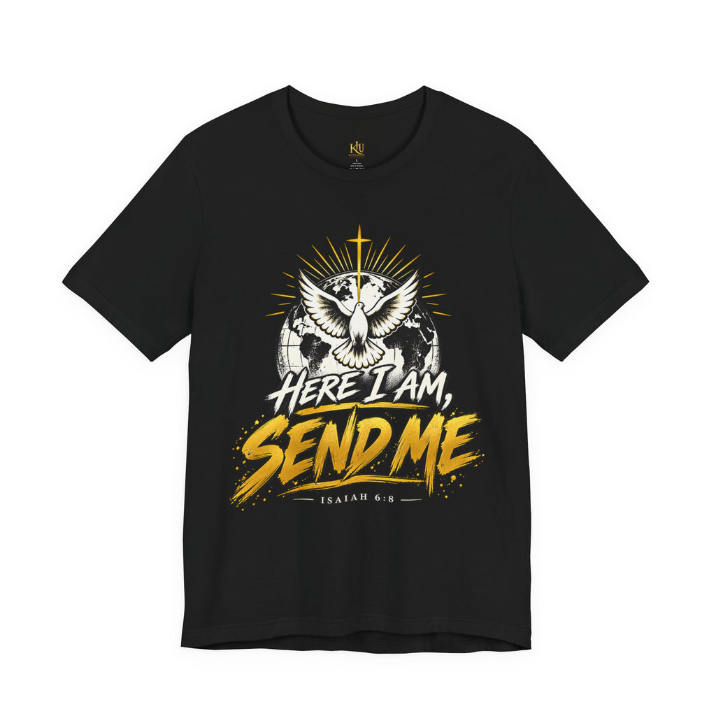 Here I Am, Send Me T-Shirt — Christian Faith Owl Graphic Tee