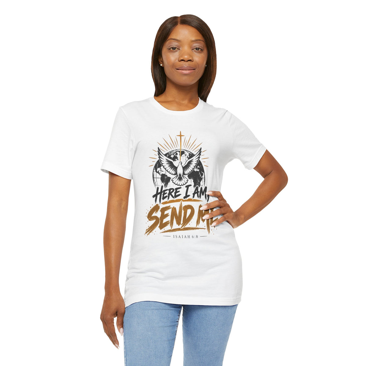 Here I Am, Send Me T-Shirt — Christian Faith Owl Graphic Tee