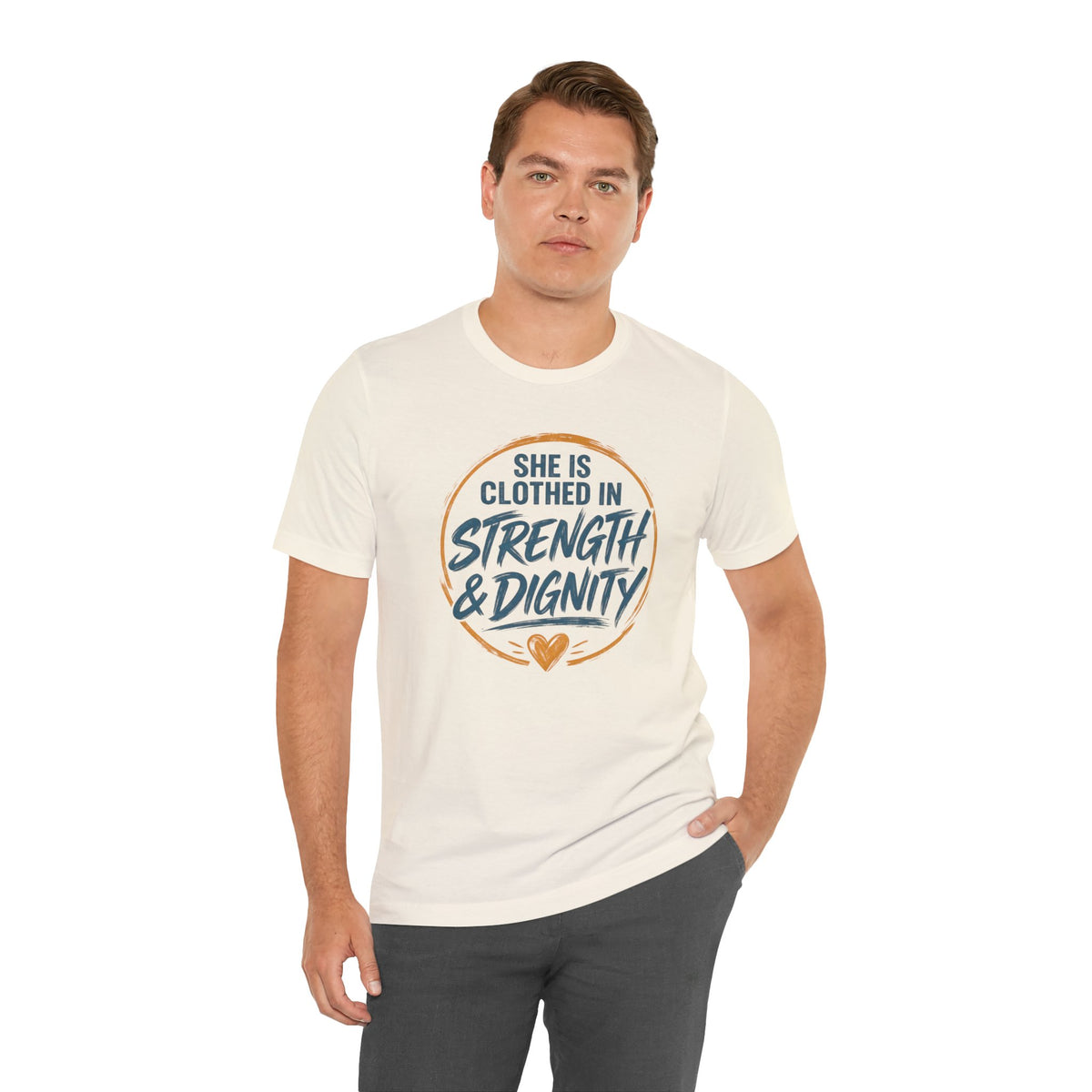 She Is Clothed in Strength & Dignity T-Shirt | Inspirational Christian Tee
