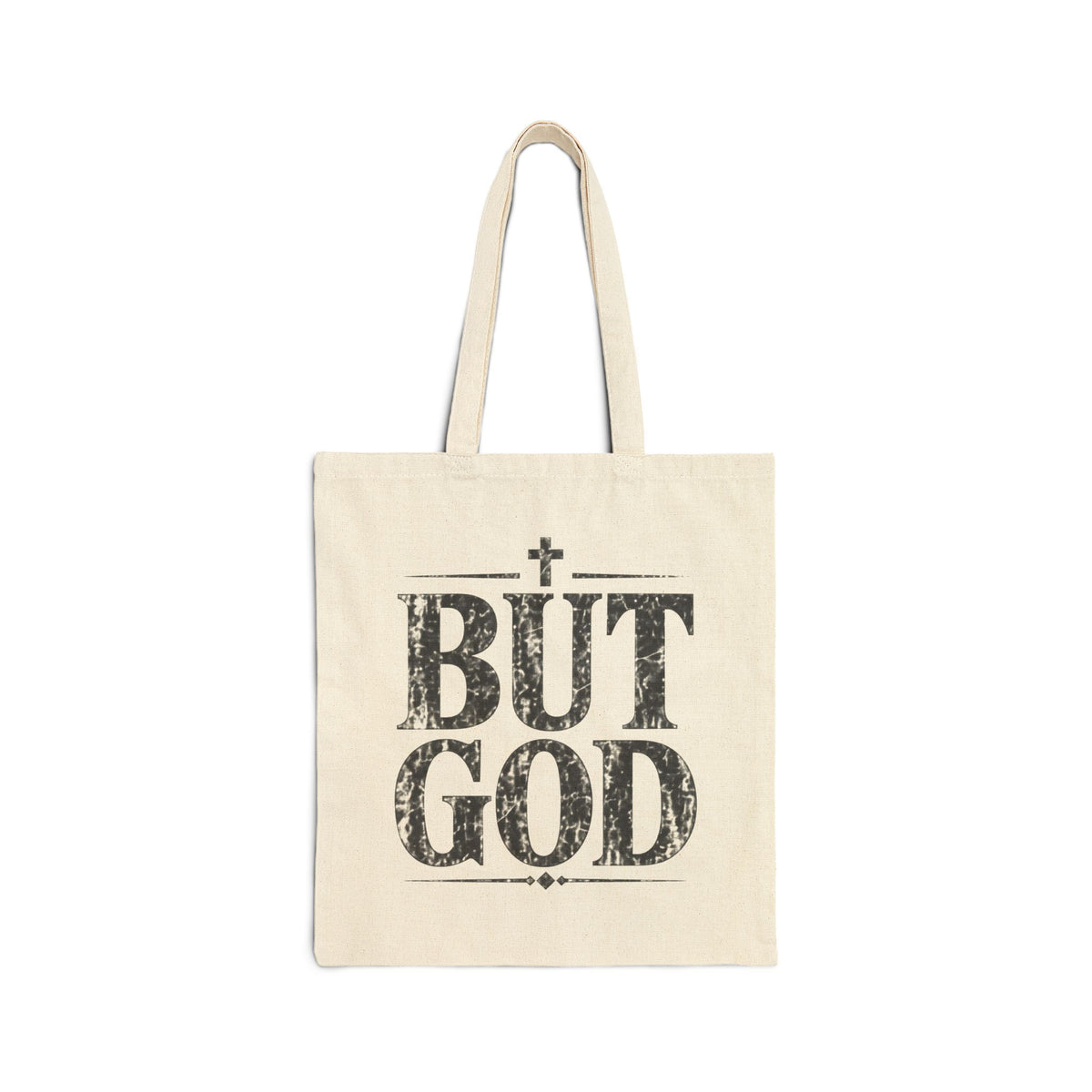 BUT GOD Tote Bag | Christian Scripture Cross Design