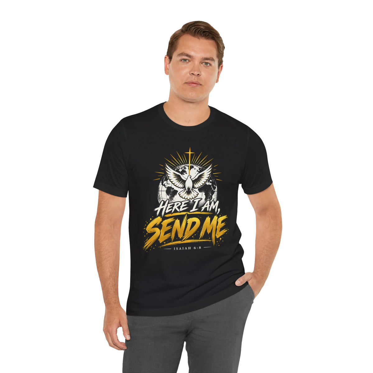 Here I Am, Send Me T-Shirt — Christian Faith Owl Graphic Tee