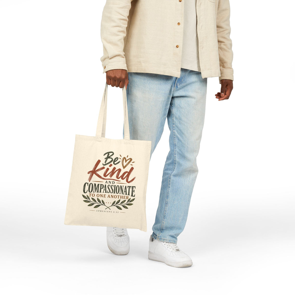 Be Kind and Compassionate Tote Bag - Inspirational Cotton Canvas Shopper