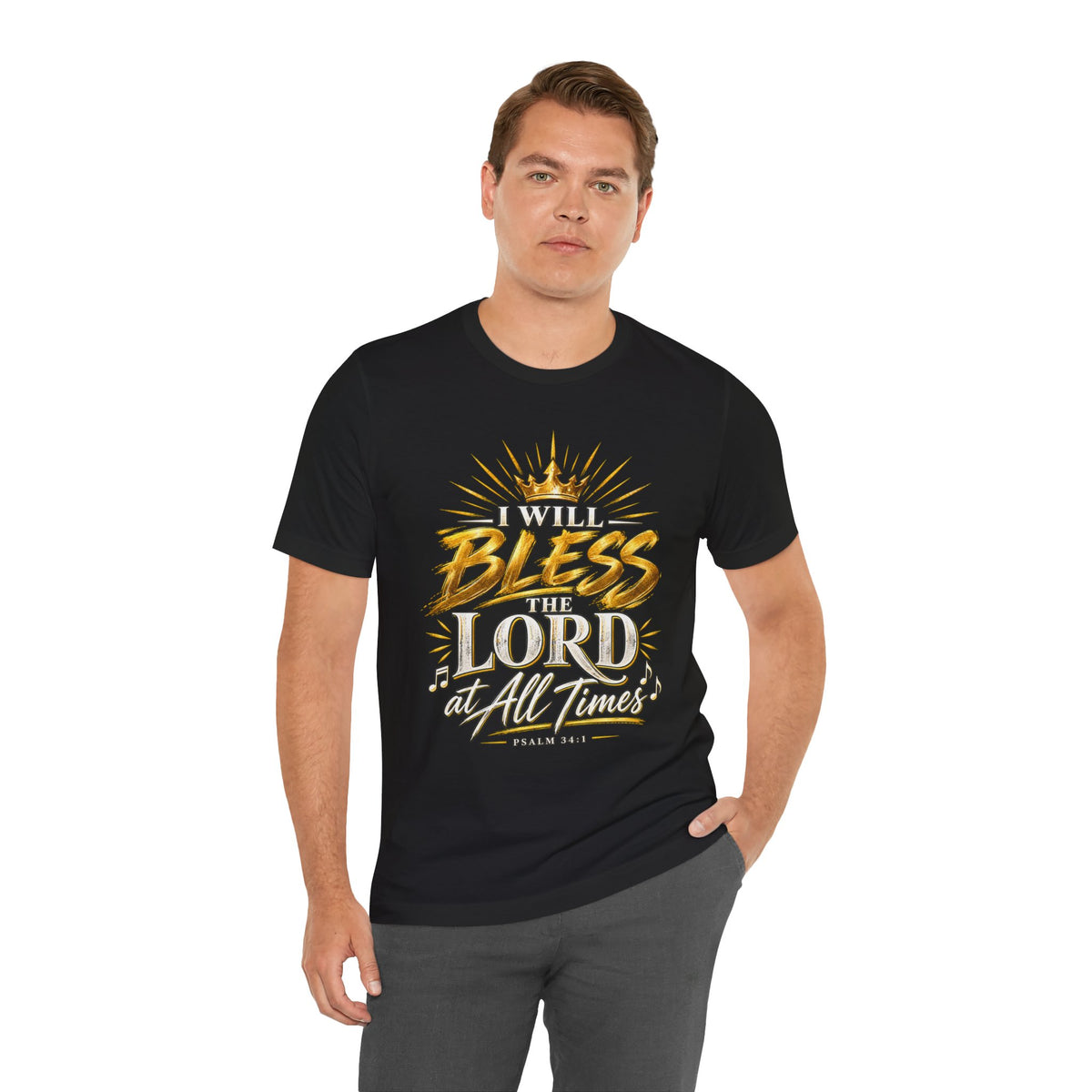 I Will Bless the Lord Tee – Christian Faith Scripture T-Shirt (Psalm 34:1)