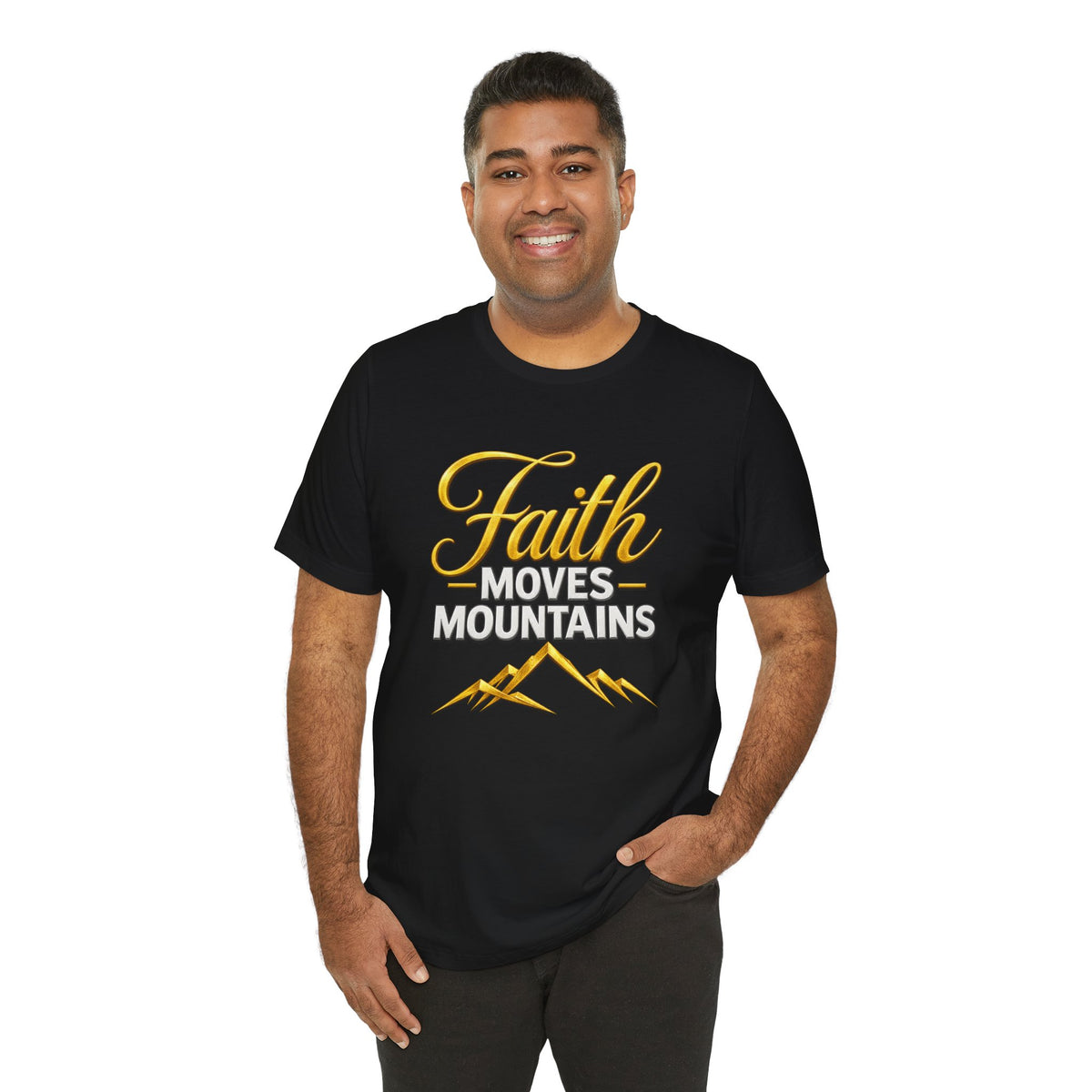 Faith Moves Mountains T-Shirt | Mountain Scripture Typography