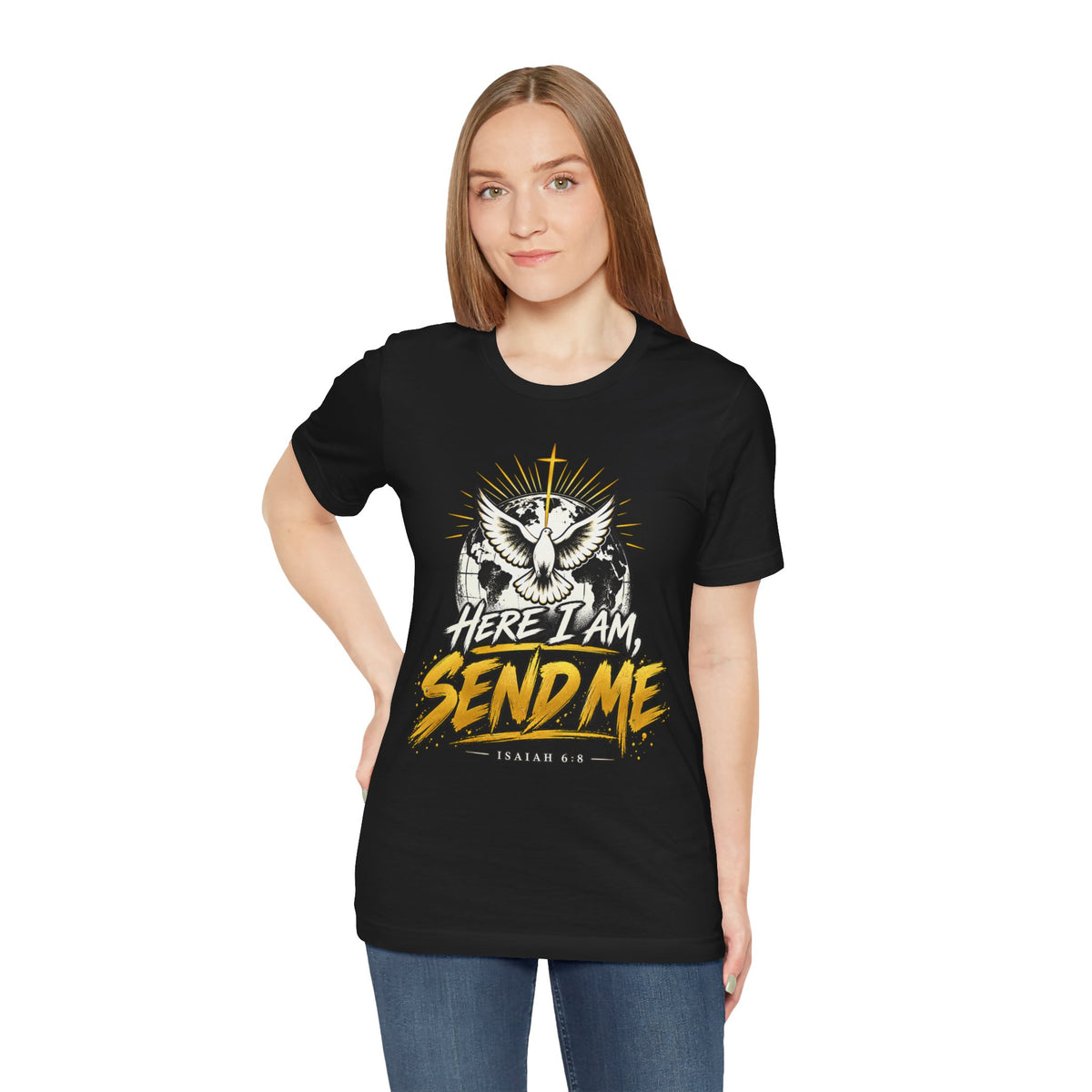 Here I Am, Send Me T-Shirt — Christian Faith Owl Graphic Tee