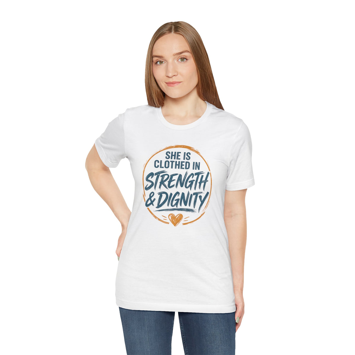 She Is Clothed in Strength & Dignity T-Shirt | Inspirational Christian Tee
