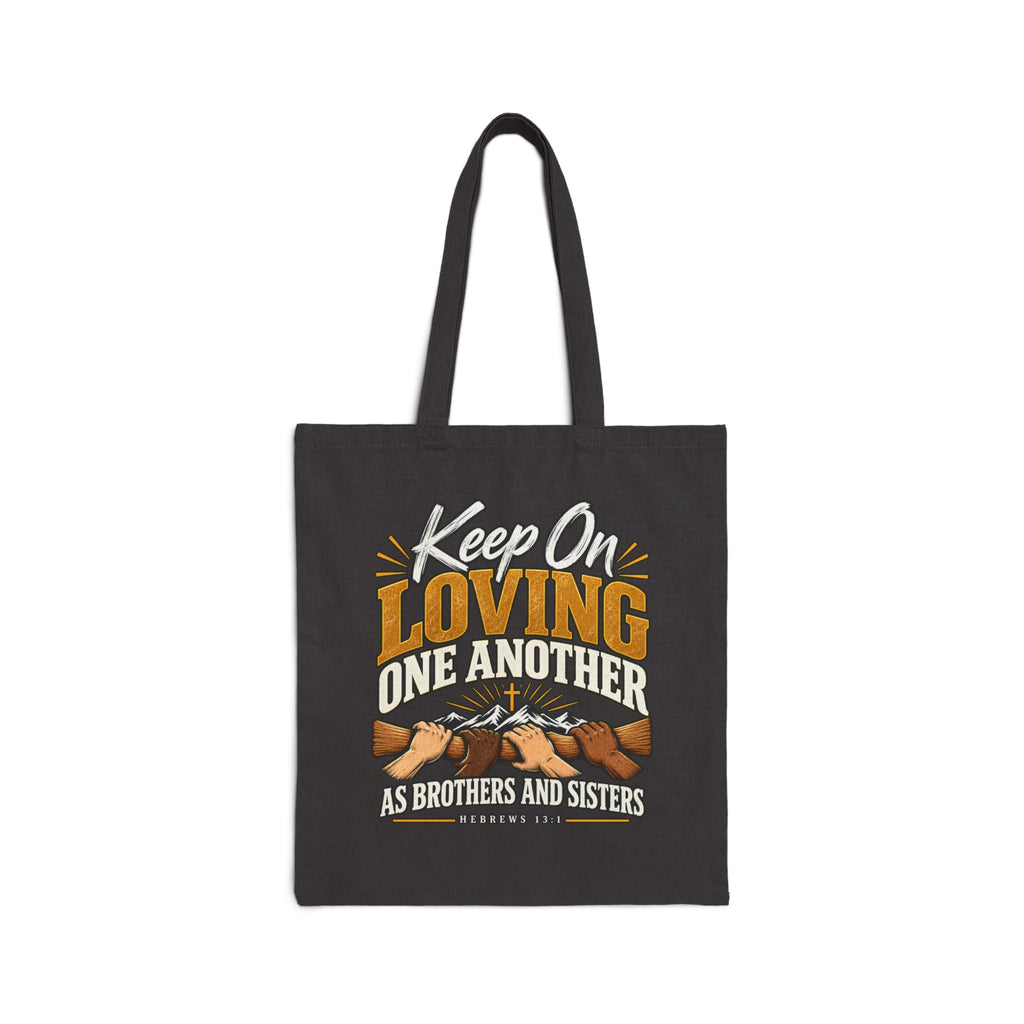 Christian Tote Bag — "Keep On Loving One Another" Canvas Grocery & Church Tote