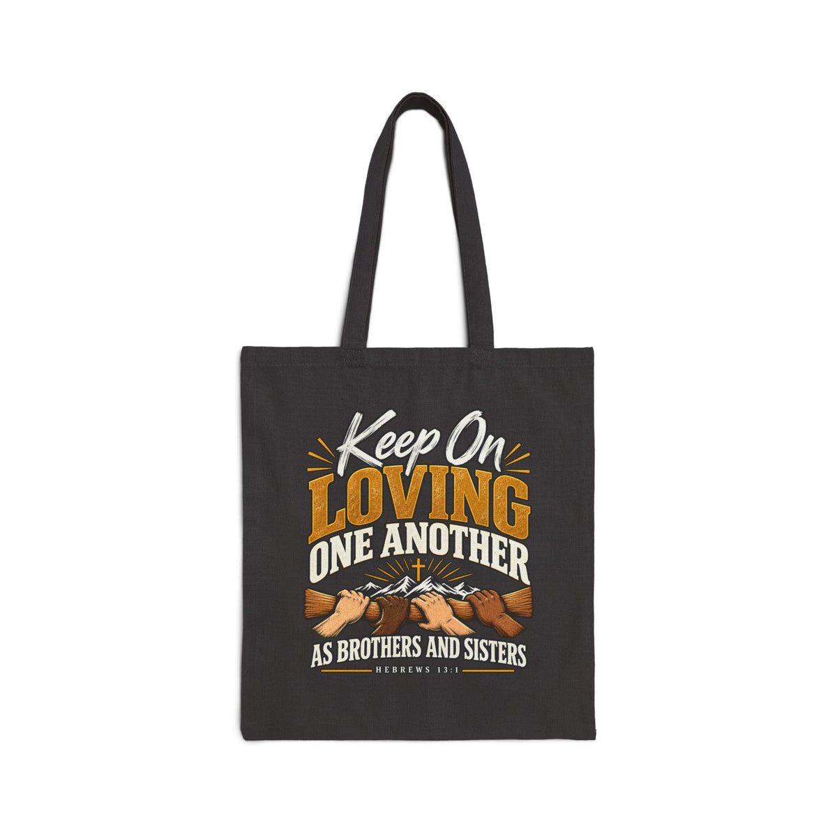 Christian Tote Bag — "Keep On Loving One Another" Canvas Grocery & Church Tote