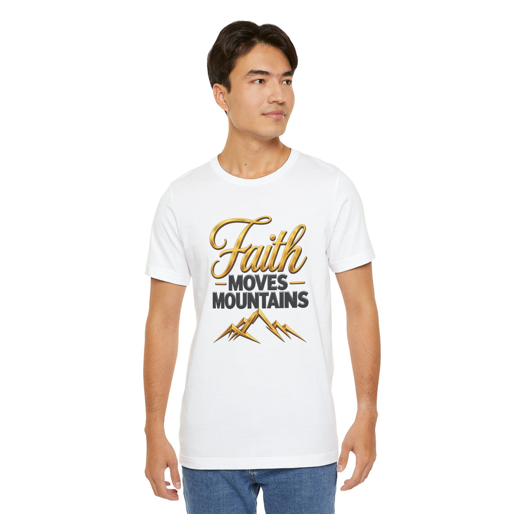 Faith Moves Mountains T-Shirt | Mountain Scripture Typography