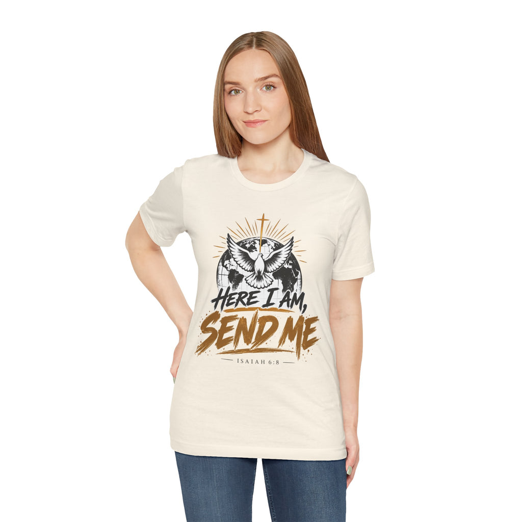Here I Am, Send Me T-Shirt — Christian Faith Owl Graphic Tee