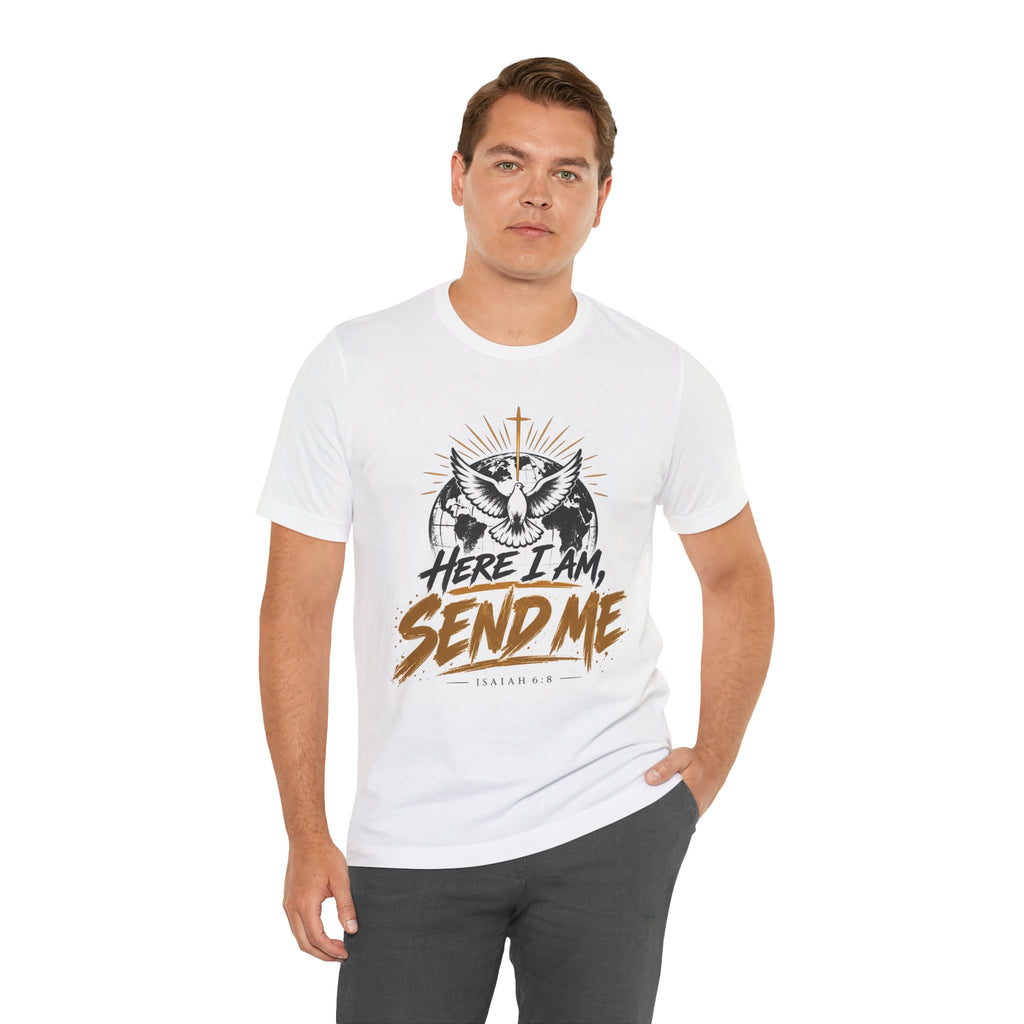 Here I Am, Send Me T-Shirt — Christian Faith Owl Graphic Tee