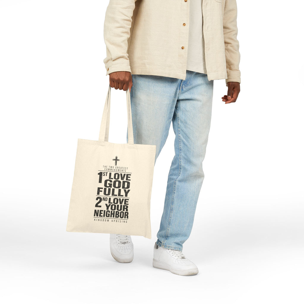 Love God Fully, Love Your Neighbor Canvas Tote | Christian Scripture Tote