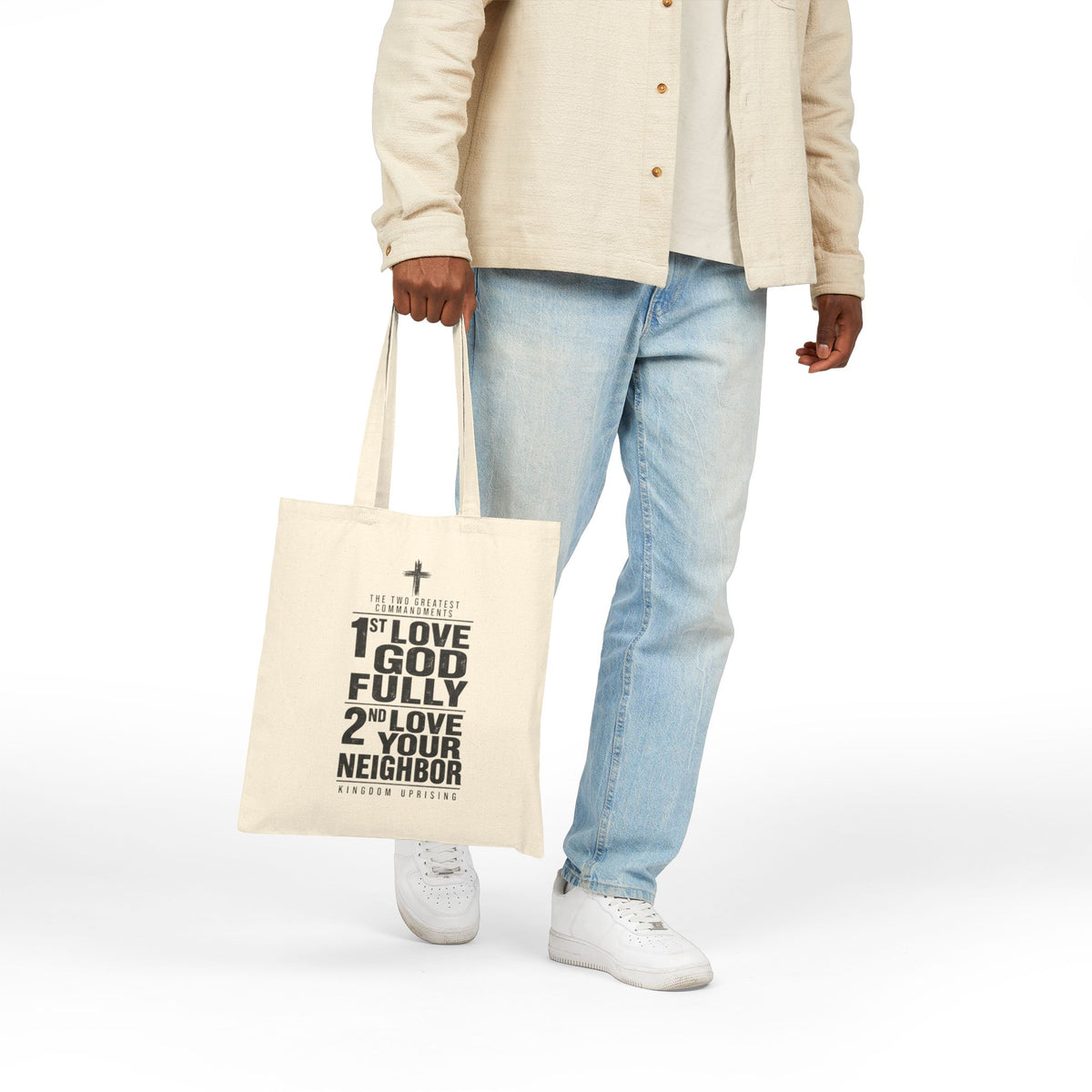 Love God Fully, Love Your Neighbor Canvas Tote | Christian Scripture Tote