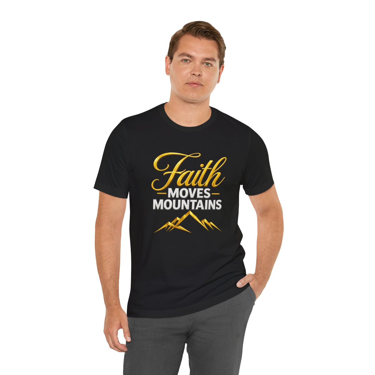 Faith Moves Mountains T-Shirt | Mountain Scripture Typography