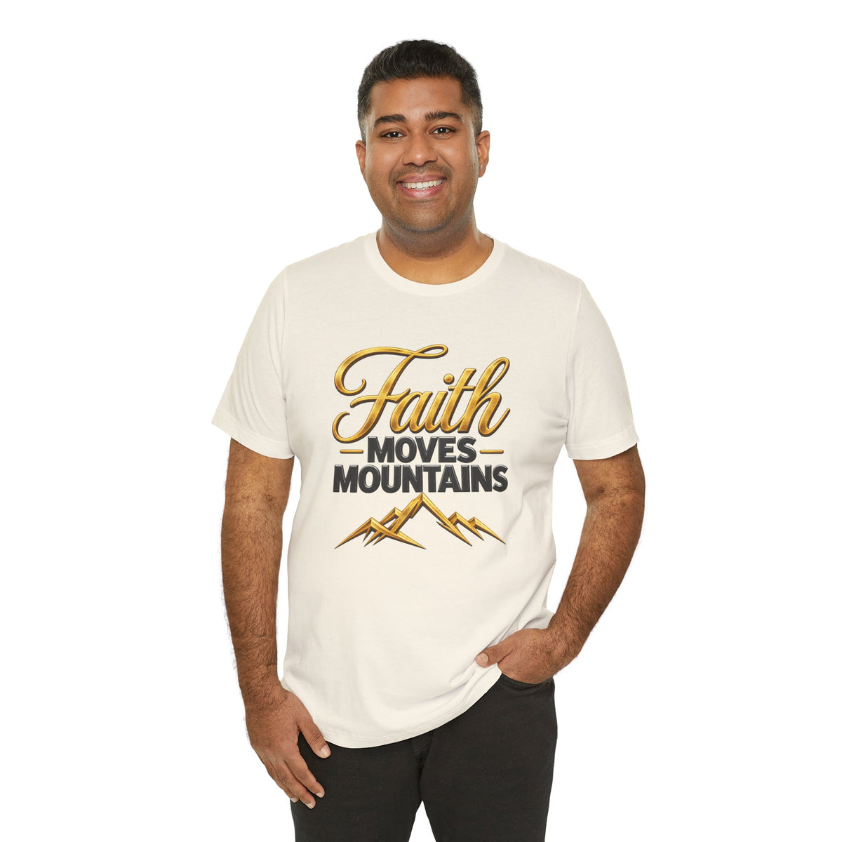 Faith Moves Mountains T-Shirt | Mountain Scripture Typography