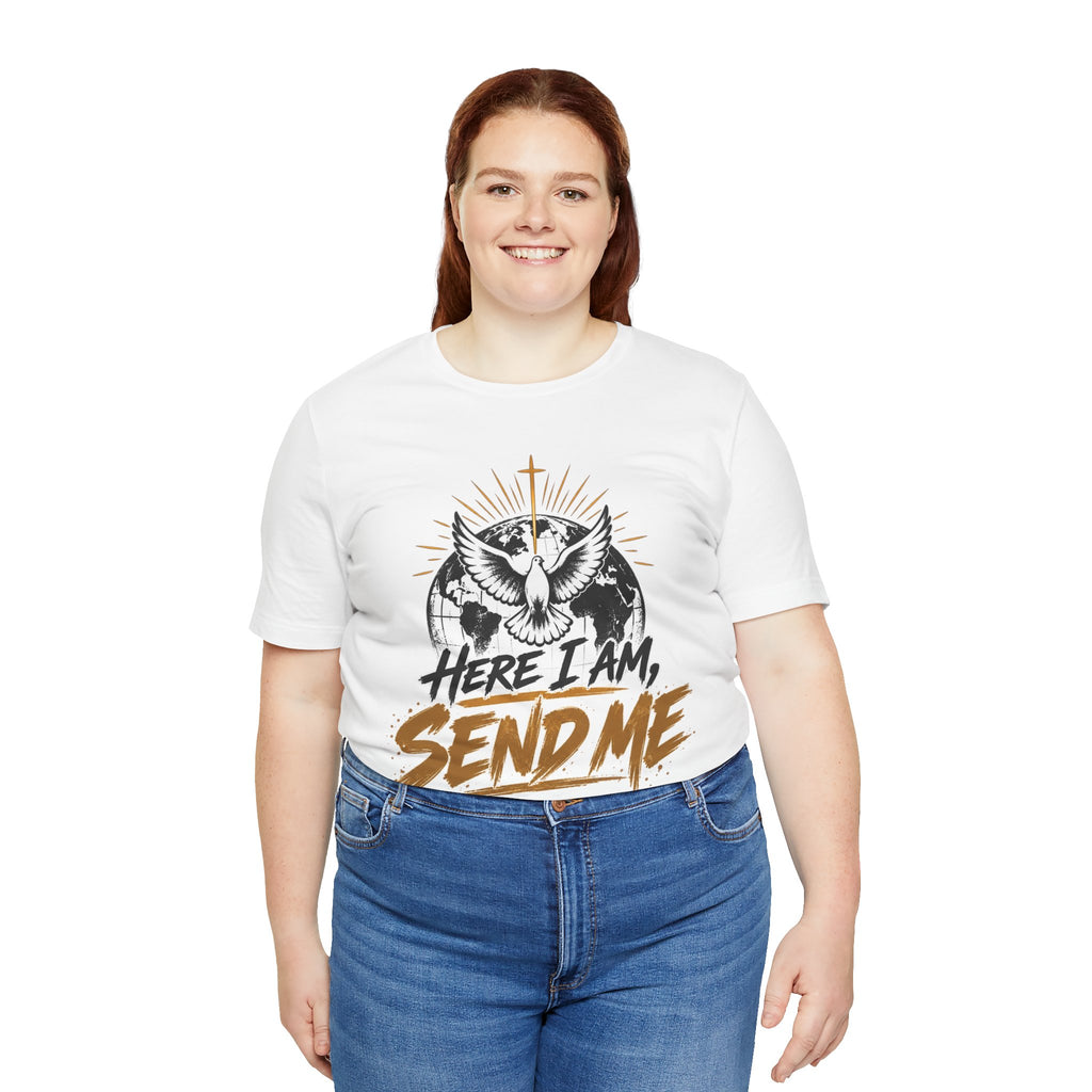 Here I Am, Send Me T-Shirt — Christian Faith Owl Graphic Tee