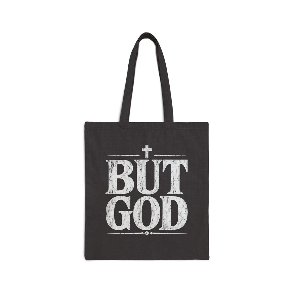 BUT GOD Tote Bag | Christian Scripture Cross Design
