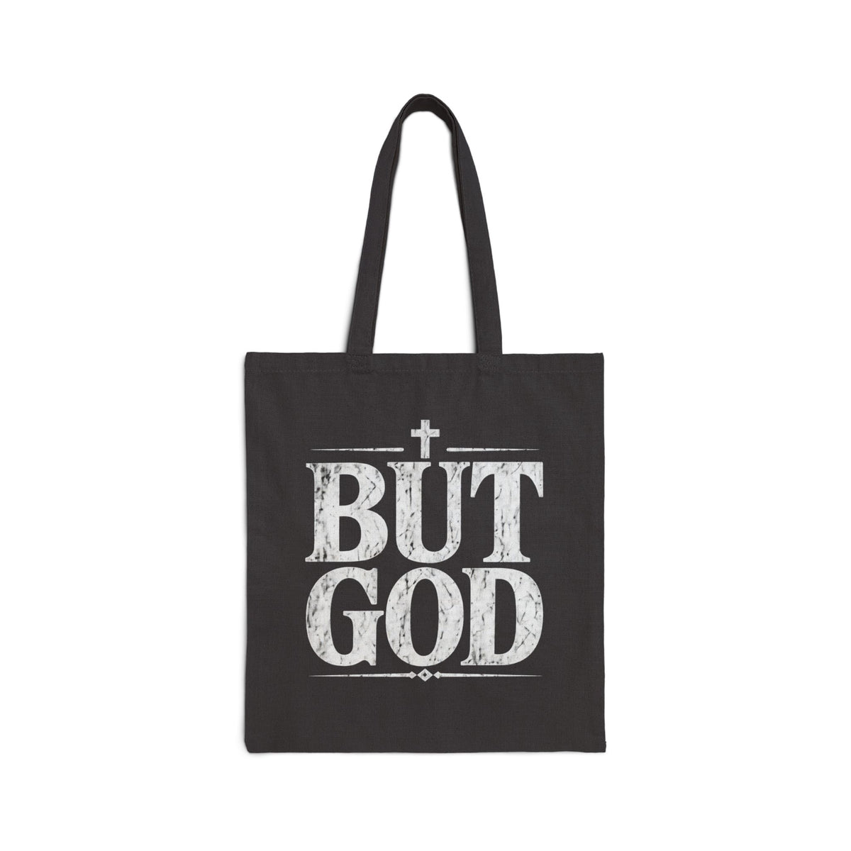 BUT GOD Tote Bag | Christian Scripture Cross Design