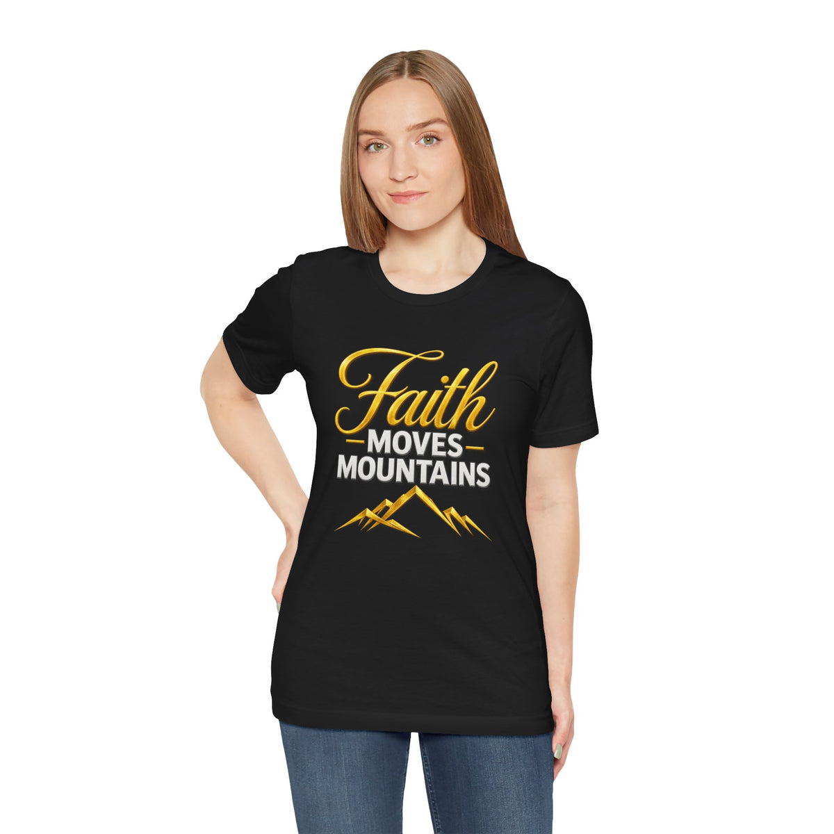 Faith Moves Mountains T-Shirt | Mountain Scripture Typography