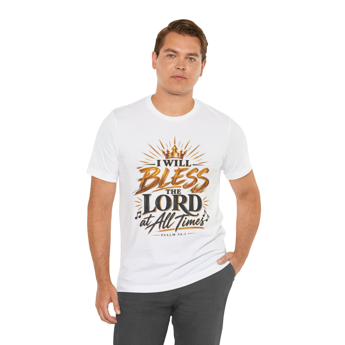 I Will Bless the Lord Tee – Christian Faith Scripture T-Shirt (Psalm 34:1)